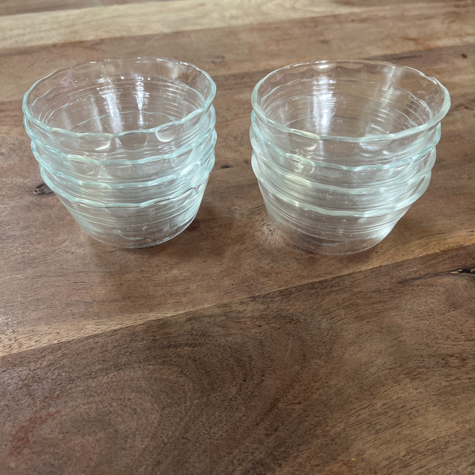 Pyrex #463A Glass Scalloped Edge Custard Cups THICK GLASS 6 oz Set of 8 Vintage