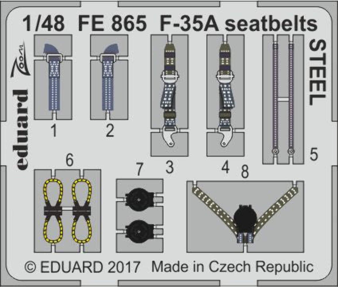 Eduard FE865 1:48 Lockheed-Martin F-35A Lightning II seatbelts STEEL
