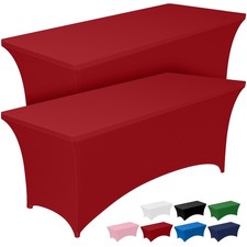Spandex Tablecloth 6ft - 2 Pack, Fitted and Tight Cloth for Rectangle Table, ...