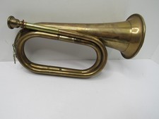 Vtg Brass Bugle Military Scout Cavalry Unbranded With Mouthpiece Musical GUC