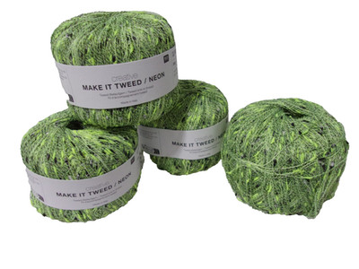Creative MAKE IT TWEED Neon Green Yarn - 4 Spools Italy Rico Design