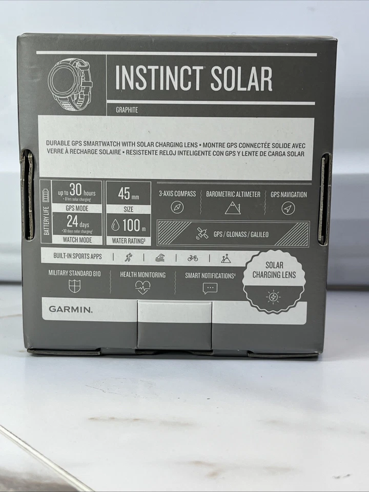Garmin Instinct Solar Standard Edition 45mm GPS Smart Watch Graphite - Image 2 of 4