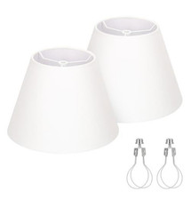 Set of 2 White Cloth Empire Table Lamp Shades 5.5" Top x 10" Bottom x 6.6" High