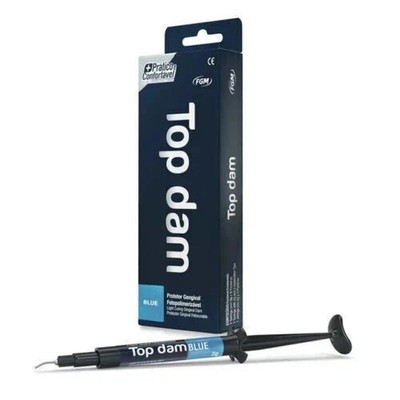 Dental FGM TOP DAM Light Curing Resin Ginigival Barrier 2gm with 3 Tips BLUE