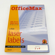 OfficeMax 86105 Avery 5161 White 1"x4 Self Adhesive Address Laser Label 75 Sheet