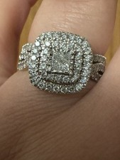 Forever Bride 10k White Gold 1 CTTW Diamond Cushion Hollow Twist Bridle Set