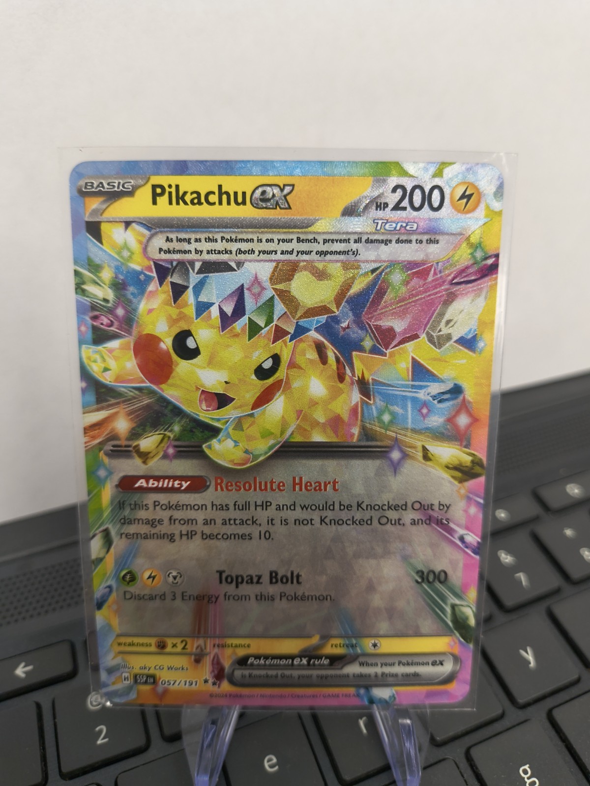 057 191 pokemon card Pikachu Ex #057/191  Grail Collectibles AZ Metal Topaz Bolt (300) Discard 3 Energy from this Pokemon. Pokemon  Pikachu ex -