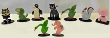 Lot Of 9 Celluloid Felix Cat Skunk Elephants Place Card Holders Japan 1920’s