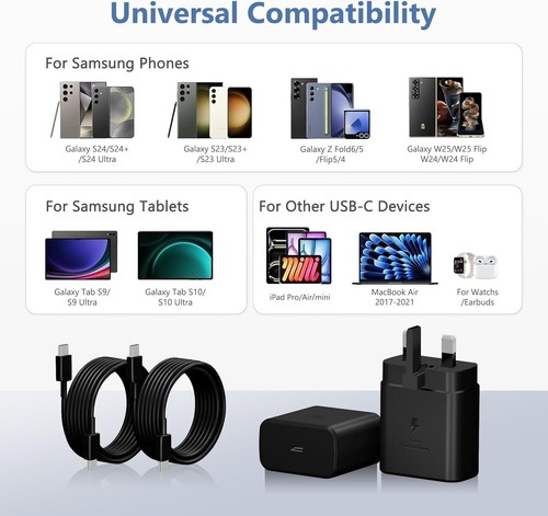 45W Super Fast Chargers for Samsung with 1.8M USB Type C Charging Cable 2 pack - 第 5/6 張圖片