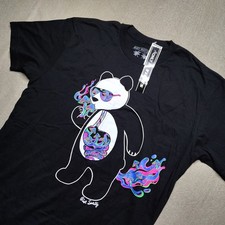 Riot Society Panda Mushroom T-Shirt Men Size M Black NWT Psychedelic Graphic Tee