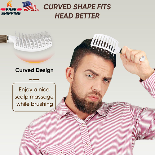 2 Pack Curved Vented Detangling Brush for Wet and Dry Hair, Paddle Styling Hair - Picture 7 of 12