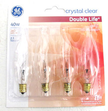 GE Light Bulbs Crystal Clear 40W Decorative Candelabra Base Bulbs 4 Pack Ca Type