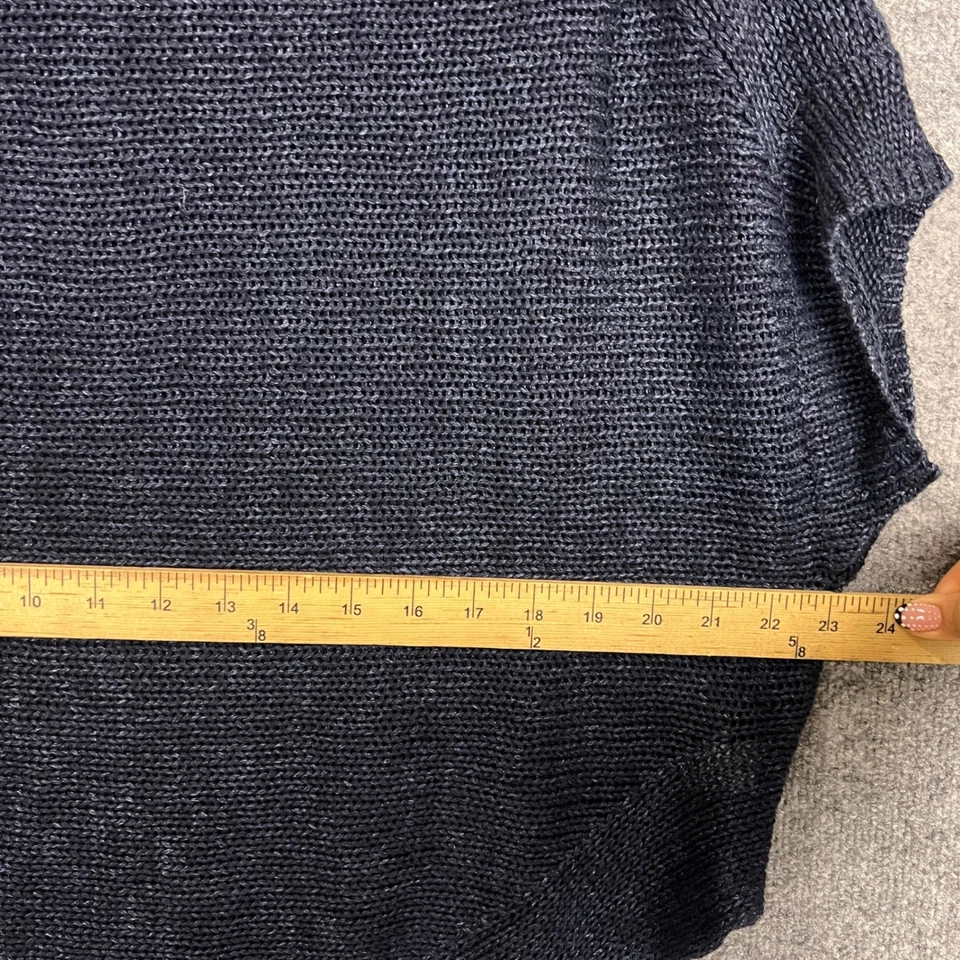 Suéter informal Vince para mujer mediano azul marino tejido de lino cuello barco Foto 4 de 4