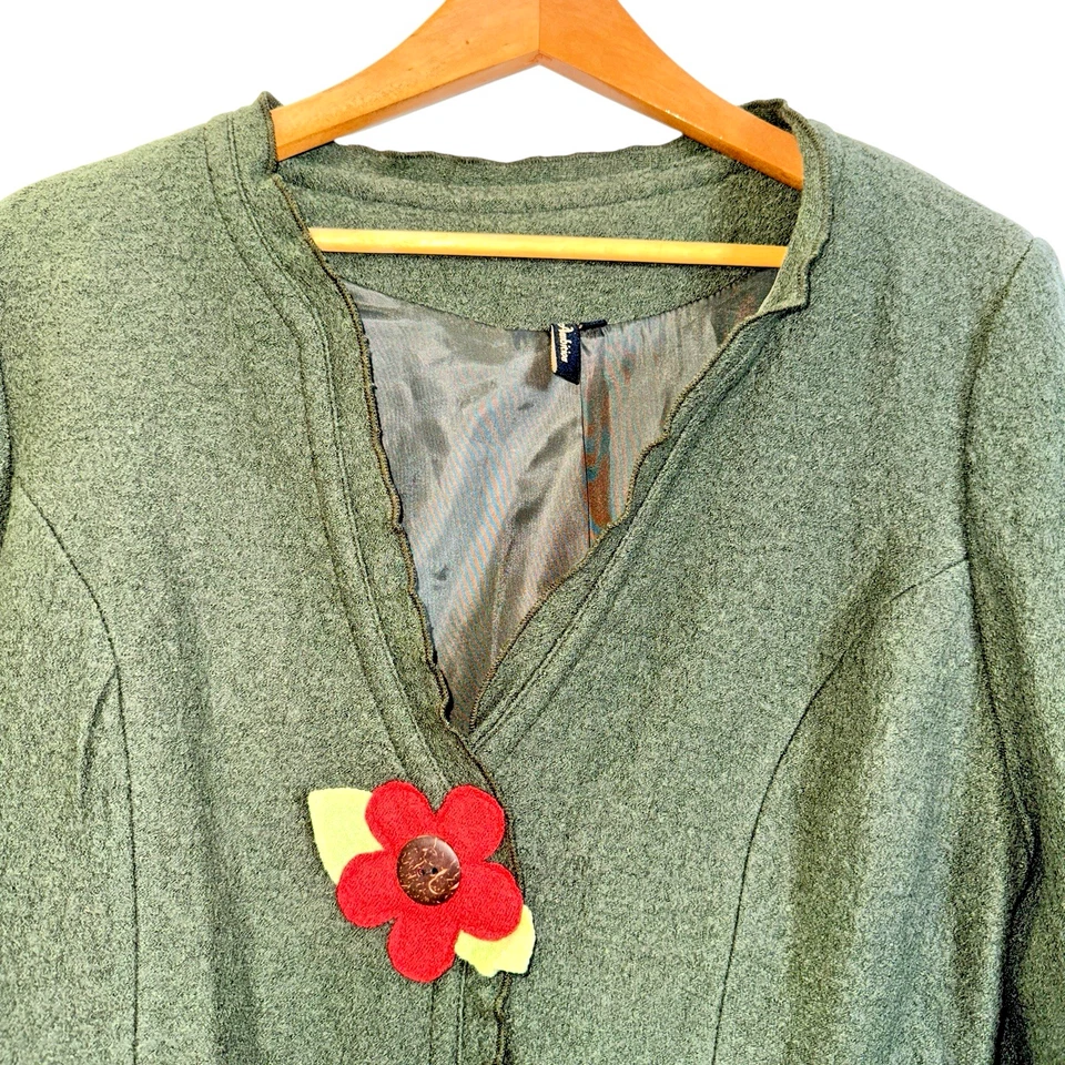 Chaqueta Ambition MUJER L USADA FLOR VERDE Tejido Mezcla Lana 2 BOTONES Blazer Foto 4 de 4