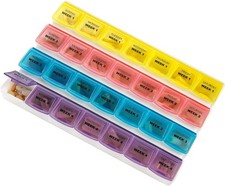 Monthly Pill Organizer - 28 Day Monthly Pill Planner to Separate Pills Vitamin