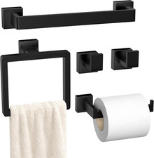 5-Pieces Matte Black Bathroom Hardware Accessories Set, SUS304 Stainless Steel B