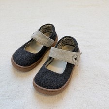 Livie Luca Rare Carta Mary Jane Gray Wool Tan Straps Toddler 6 Barefoot