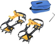 10 Picos Empuñaduras para Nieve Crampones Antideslizantes Tacos de Hielo para Botas Acero Inoxidable