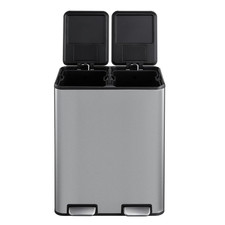 16 Gallon Dual Compartment Kitchen Trash Can with Soft-Close Lid  Odor Filter