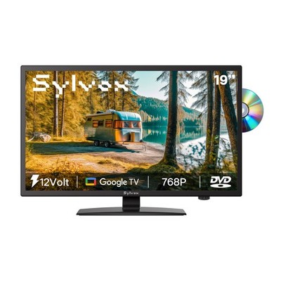 SYLVOX 19'' RV TV 12V DC/AC Smart 12V HDTV with DVD Player Google OS TV HDMI USB