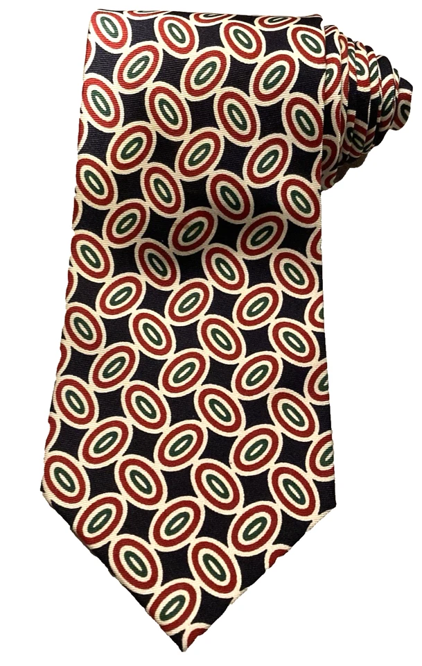 "Corbata de seda geométrica negra/roja/verde/blanca de Burberrys para hombre/EE. UU. 57""" Foto 2 de 4