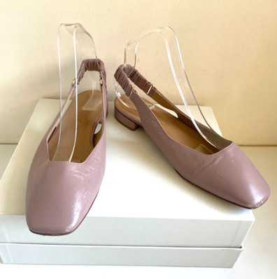RUSSELL & BROMLEY TAUPE LEDER SLINGBACK FLATS GRÖSSE 5/38