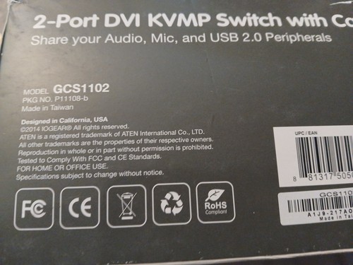 IOGEAR GCS1102 2-Port DVI KVM Switch with Cables Single-Link DVI (Brand New) - Photo 4/4