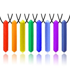 Sensory Chew Necklace by GNAWRISHING, 8 Pack Diamond Chew Necklaces for Senso...