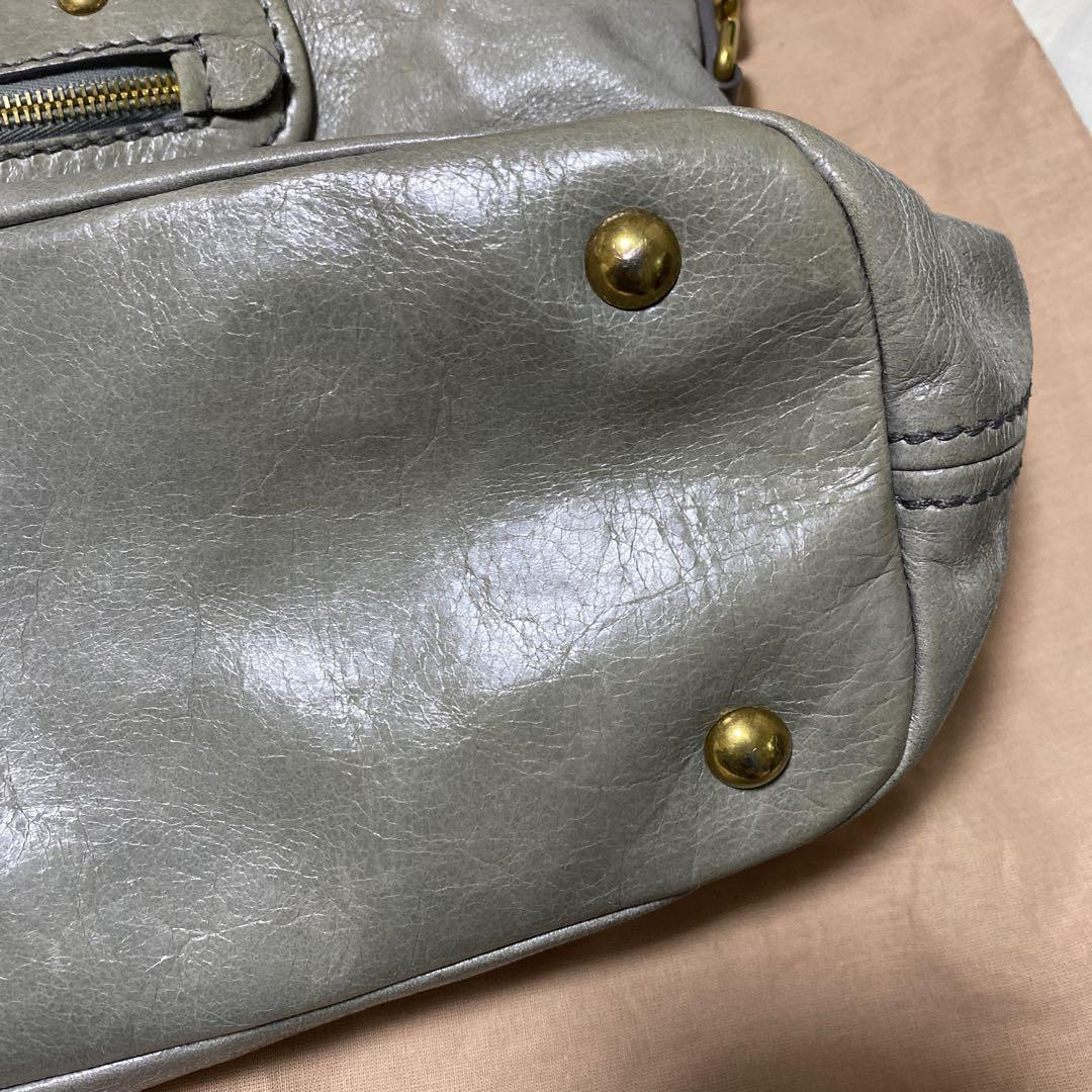 Miu Miu Studs 2Way Shoulder Bag Light Gray Vintage Leather Miu Miu Studs 2Way Shoulder Bag Light Gray Vintage Leather