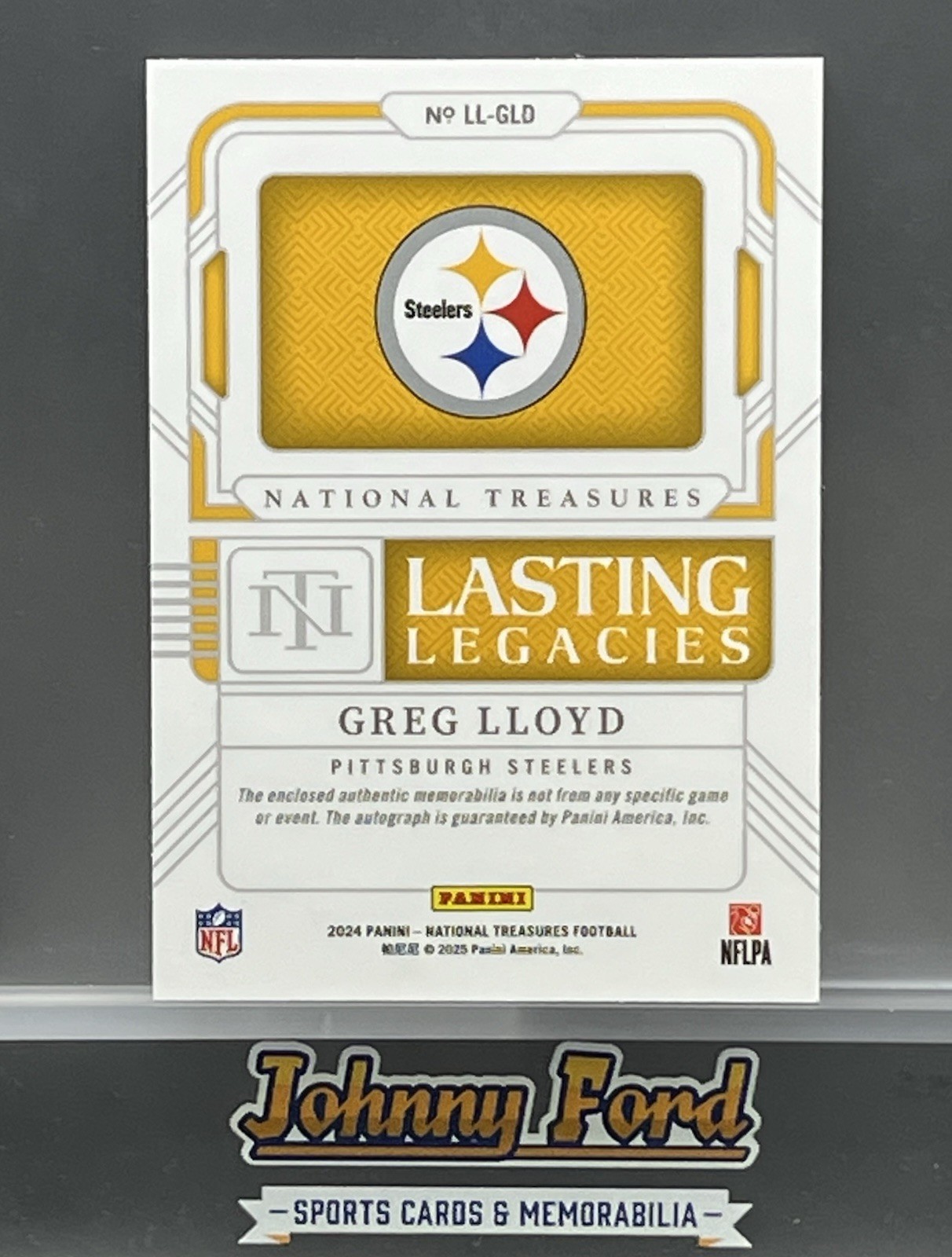 Greg Lloyd 2024 Panini National Treasures Lasting Legacies Auto #03/25 #LL-GLD view 2