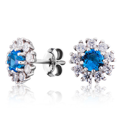 Stud earrings silver 925 earrings topaz cubic zirconia real jewelry