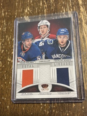 2014 Crown Royale Lars Eller Frans Nielsen Nicklas Jensen Hockey Jersey Card  