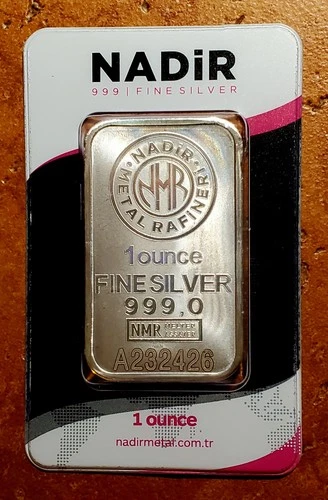 1 Oz Silver Bullion Bar ~ NADiR ~ NO RESERVE!