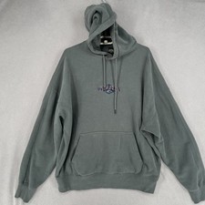 Ghanda Jumper Mens Medium Green Hoodie Drawstring Relaxed Fit Surfing