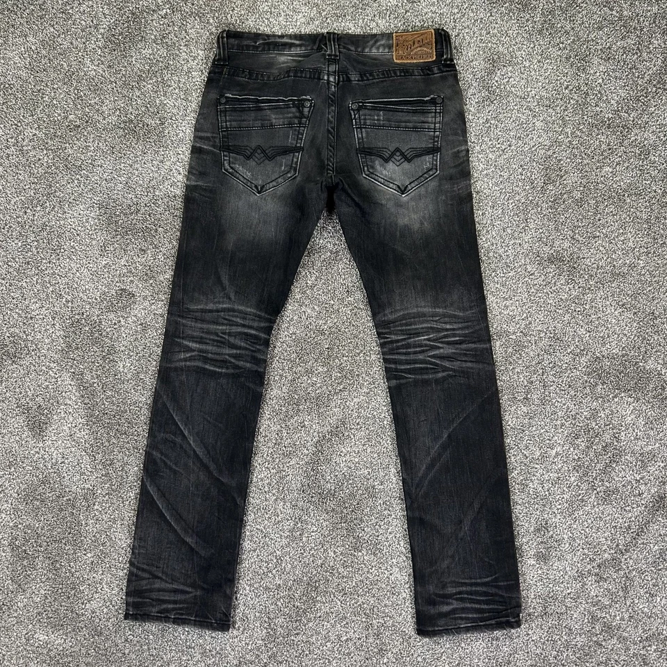 Jean de mezclilla Affliction Gage negro desgastado premium ajustado elástico para hombre 33 grunge Foto 2 de 4