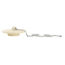 Mainstays Rubber Tub Stopper with Stainless Steel Beaded Chain White Fits