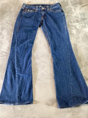 True Religion Jeans Womens 30 Bootcut Flap Pockets Made in USA Stretch Denim