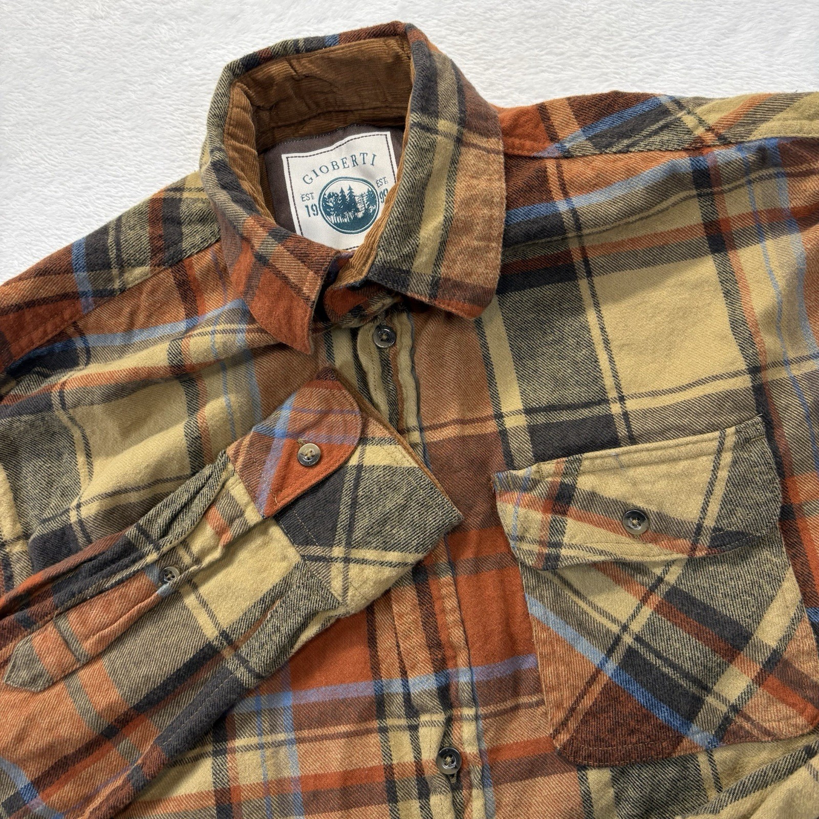 Gioberti Shirt Men's Med Multicolor Plaid Flannel Long Sleev