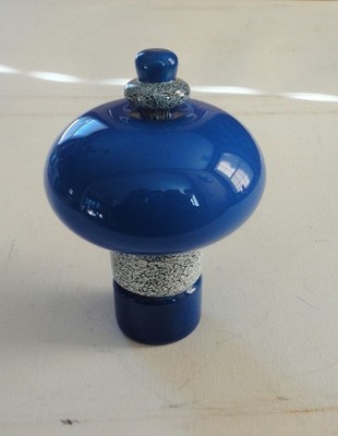 Ed Branson Blown Art Glass Cobalt Perfume Bottle Dabber Modern 1988 Signed