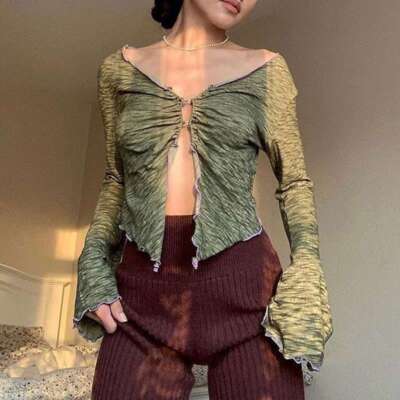 Y2K Fairy Grunge Indie T-shirt '90s Top Aesthetic Ruffled