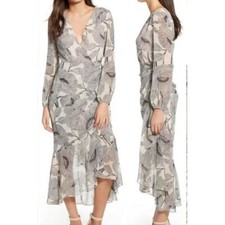 Astr the label floral print long sleeve midi dress womens size medium 