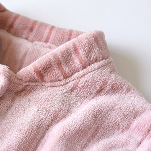 Femme Rayé Flanelle Moelleux Pyjama Haut Chemise Chauffe Nuisette Domestique Lit - Picture 9 of 16