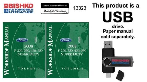 2008 Ford F250-F550 Super Duty Shop Service Repair Manual USB Engine Drivetrain - Afbeelding 1 van 3