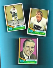 ALL 3! CANUCKS VINTAGE LOT! 1974 DAVE DUNN RC/DON LEVER/COACH PHIL MALONEY