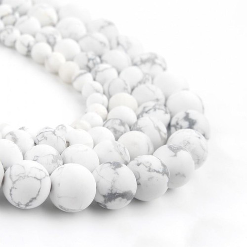 Matte White Stone Beads - Dull Polished Bead Charms DIY Bracelet Jewelry Making - Picture 5 of 24