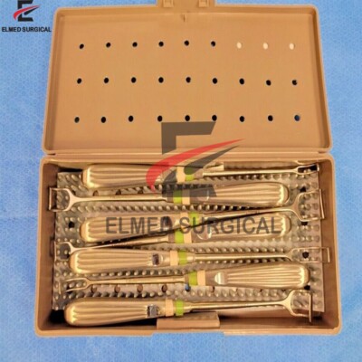 Set of 7 V. Mueller Long BarnHill Adenoid Curettes With Case ENT Surgical