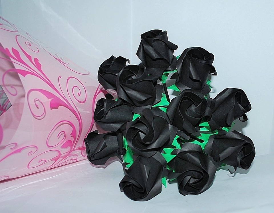 Dozen Origami Paper Rose flower bouquet Valentine Gift wedding ...