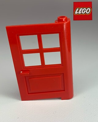 x Vintage Lego Group 3861 Red 4x5 Door with Window Panes