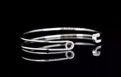 1 Ct Round Cut Lab-Created Diamond Women's Bangle Bracelet 14K White Gold Plated - Picture 3 of 3