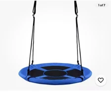 Goplus 40'' Flying Saucer Tree Swing Indoor Outdoor Play Set Swing for Kids Blue